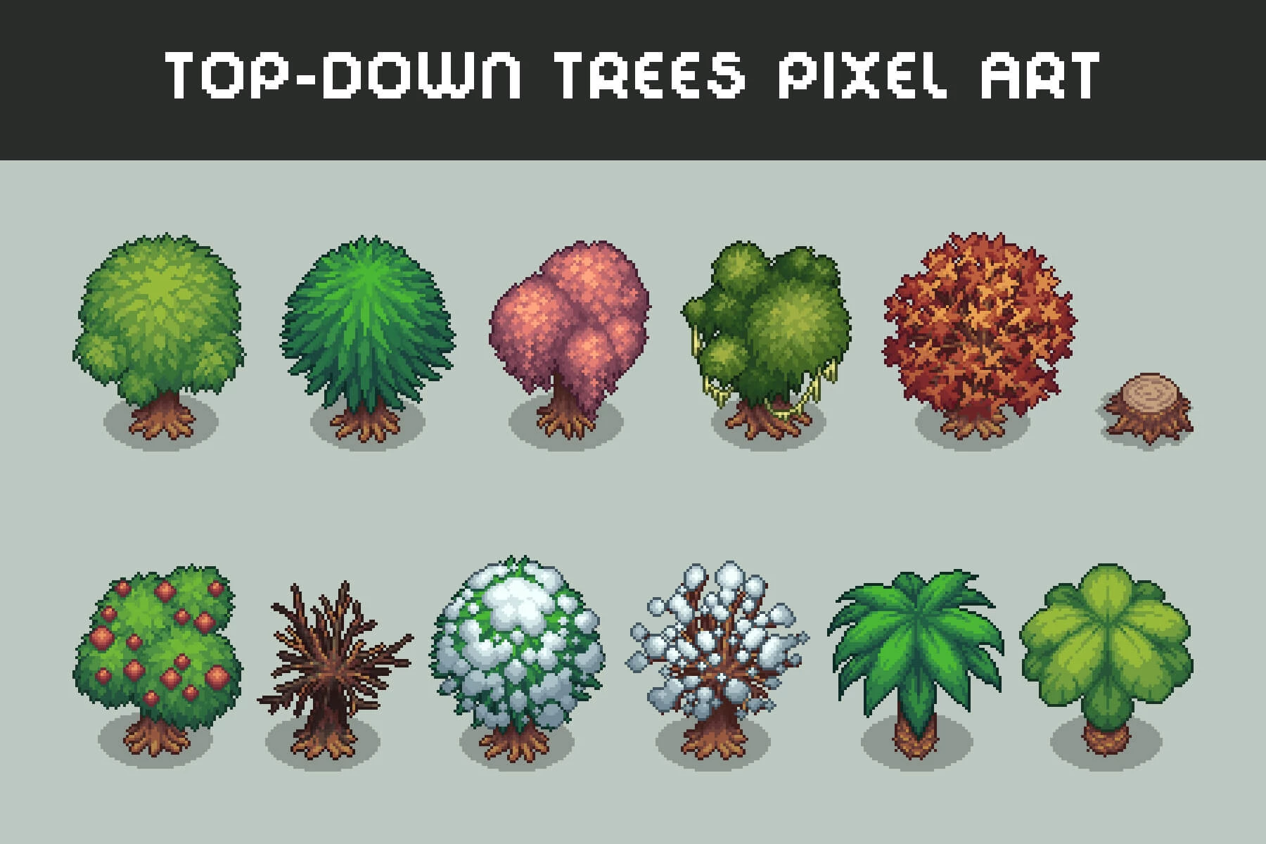 Free Top-Down Trees Pixel Art Download 