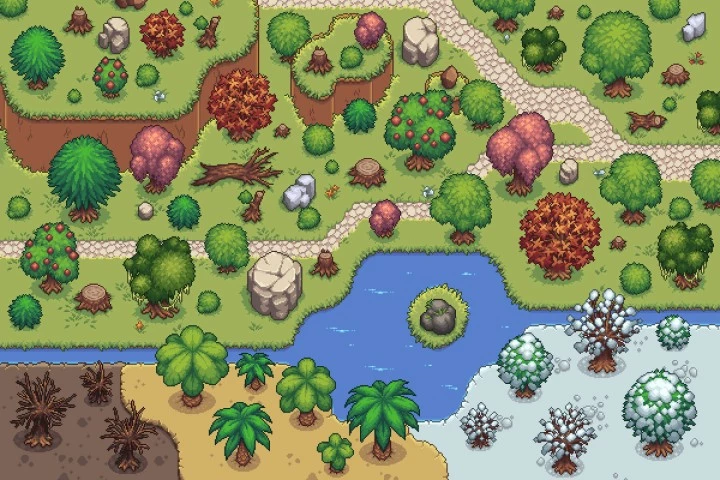 Free Top-Down Trees Pixel Art