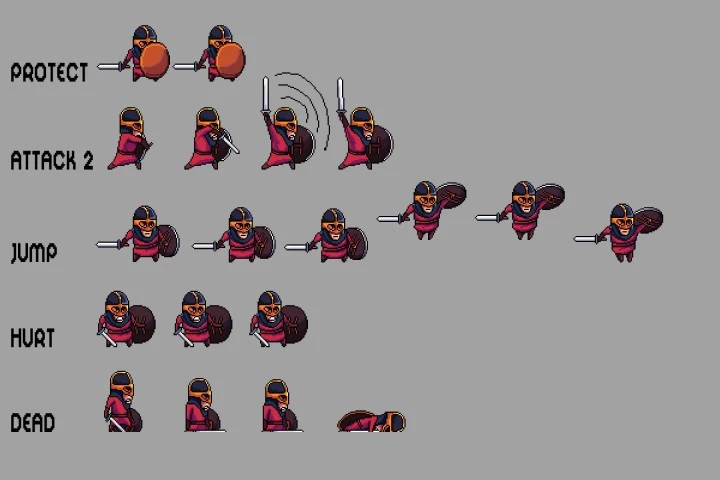 Free Warrior Pixel Art Sprite Sheets