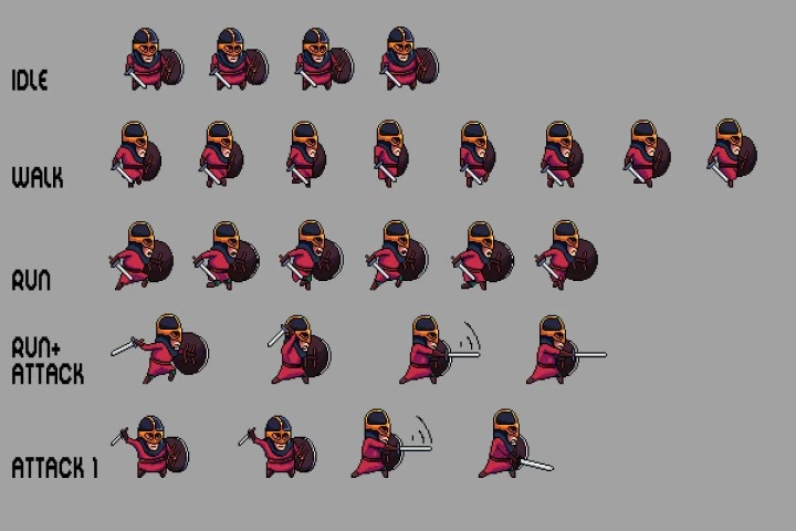 Free Warrior Pixel Art Sprite Sheets