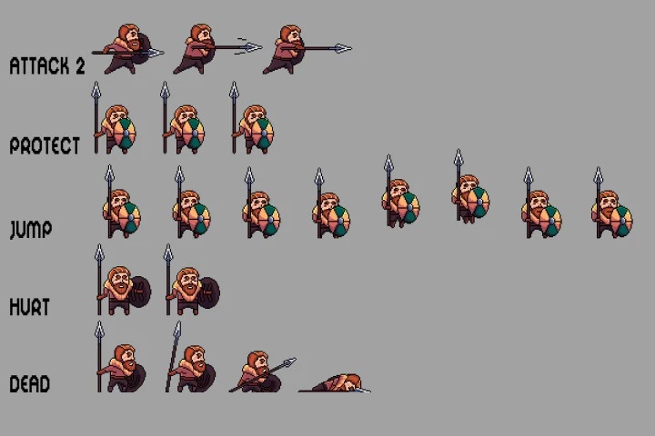 Free Warrior Pixel Art Sprite Sheets