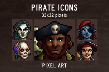Pirate 32×32 Icons Pixel Art