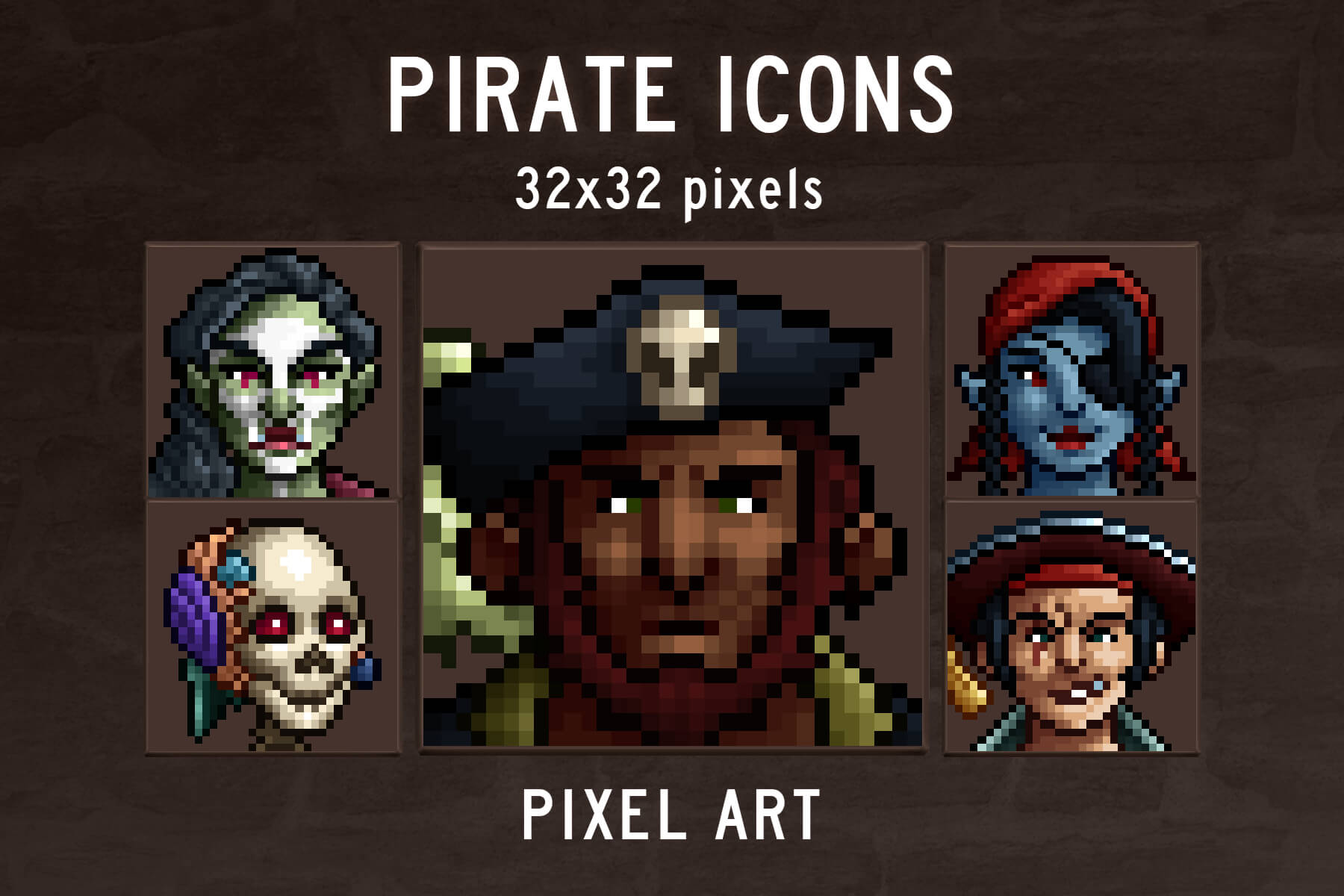 Pirate 32x32 Icons Pixel Art Download - CraftPix.net