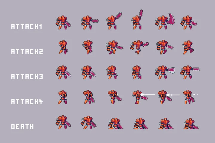 Robots Pixel Art Sprite Sheet Pack