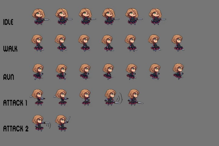 Free Fantasy Chibi Female Sprites Pixel Art