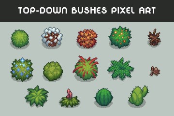 Free Top-Down Bushes Pixel Art