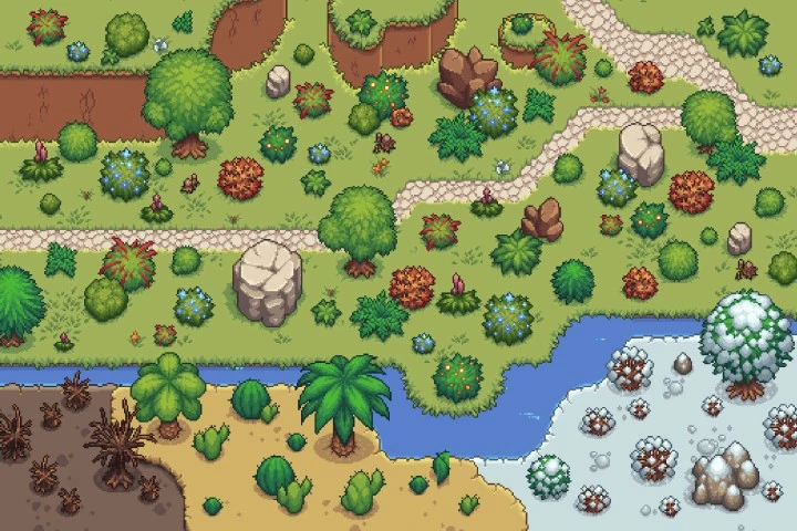 Free Top-Down Bushes Pixel Art