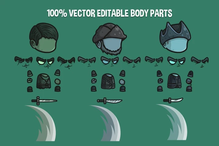 Ghost Pirate Chibi Character Sprites