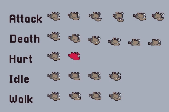 Octopus, Jellyfish, Shark and Turtle Free Sprite Pixel Art