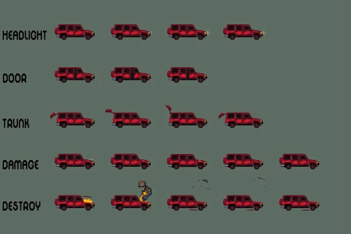 Free Old Cars Pixel Art Asset Pack