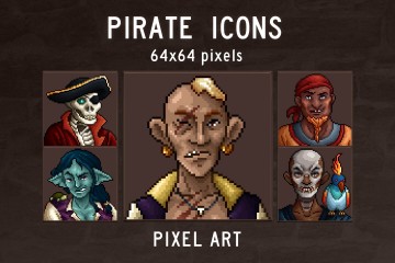 Pirates Pixel Art 64×64 Icon Pack