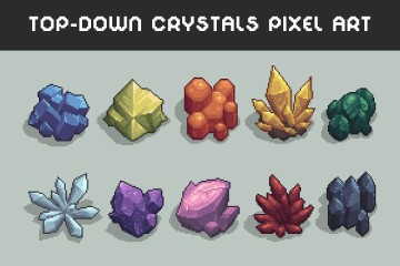 Top-Down Crystals Pixel Art Download - CraftPix.net