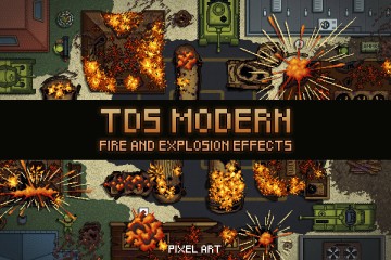 Top Down Fire and Explosion Sprites Pixel Art