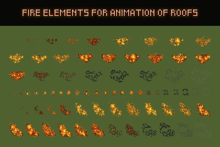 Top Down Fire and Explosion Sprites Pixel Art