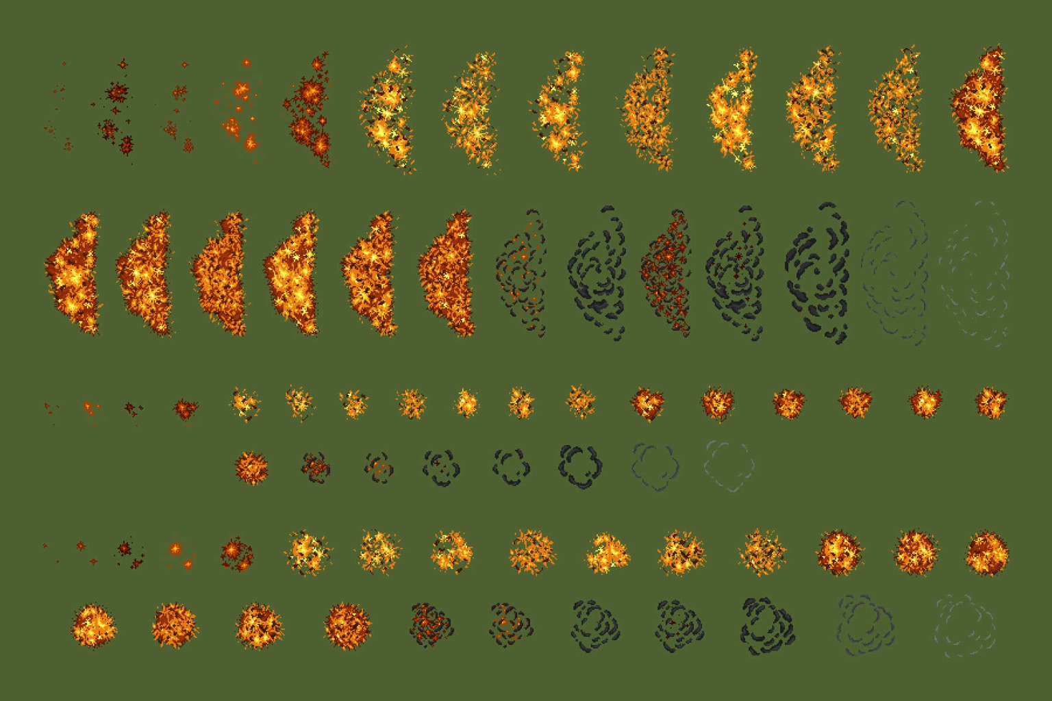 Top Down Fire and Explosion Sprites Pixel Art - CraftPix.net