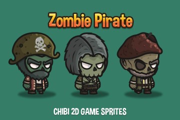 Zombie Pirate Chibi Character Sprites