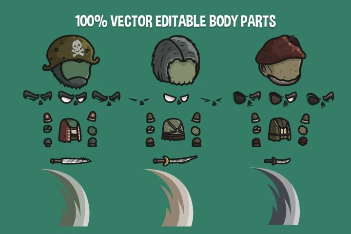 Zombie Pirate Chibi Character Sprites