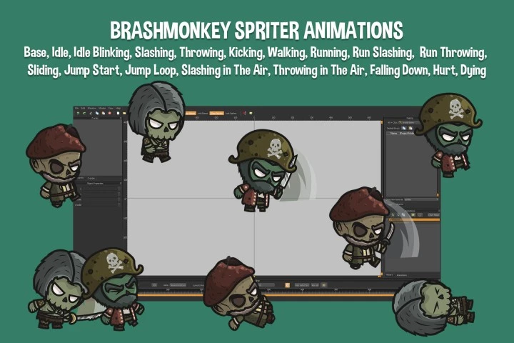 Zombie Pirate Chibi Character Sprites