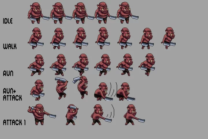 Free Orc Sprite Sheets Pixel Art