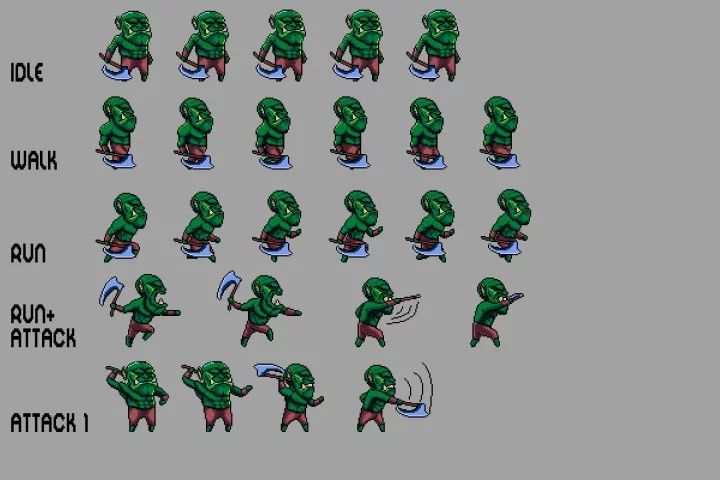 Free Orc Sprite Sheets Pixel Art