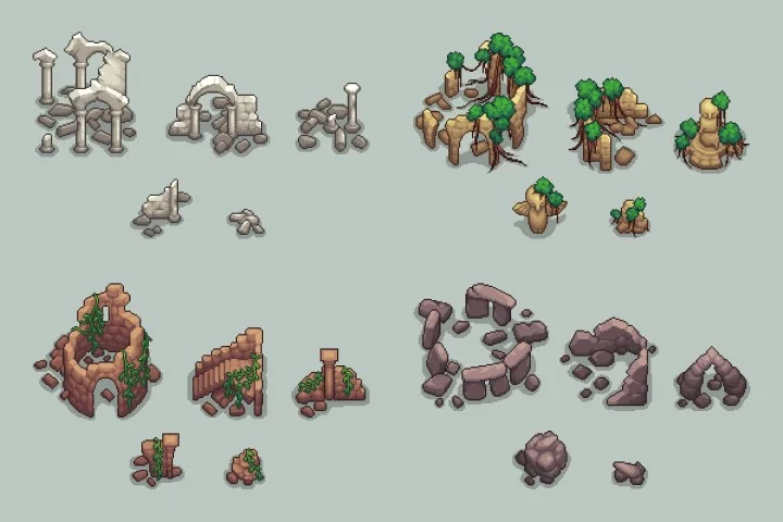 Free Top-Down Ruins Pixel Art