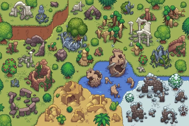 Free Top-Down Ruins Pixel Art