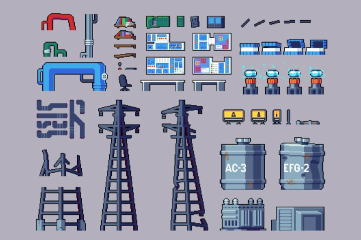 Free Industrial Zone Tileset by Free Game Assets (GUI, Sprite