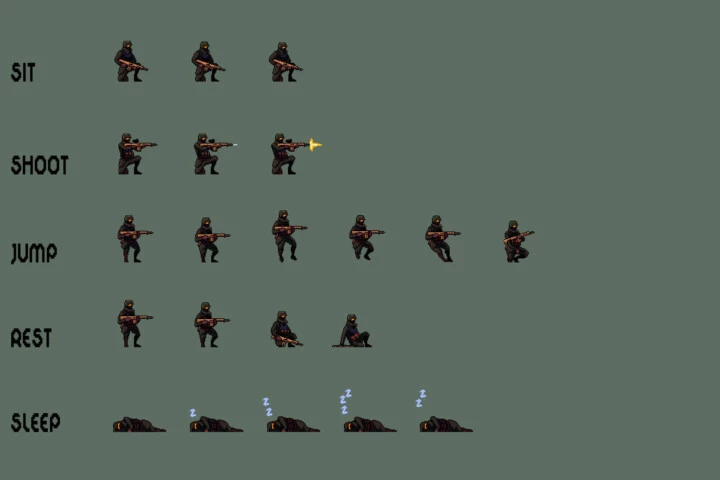 Soldier Character Sprite Sheets Pixel Art Pack 2