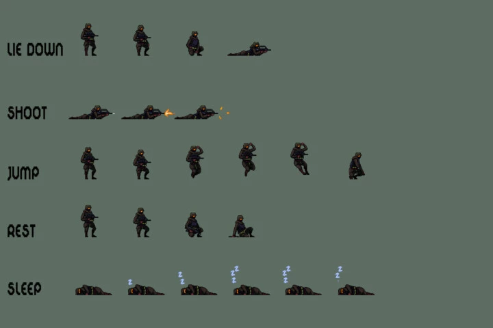 Soldier Character Sprite Sheets Pixel Art Pack 2