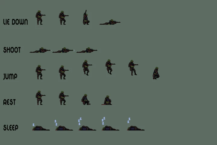 Soldier Character Sprite Sheets Pixel Art Pack 2