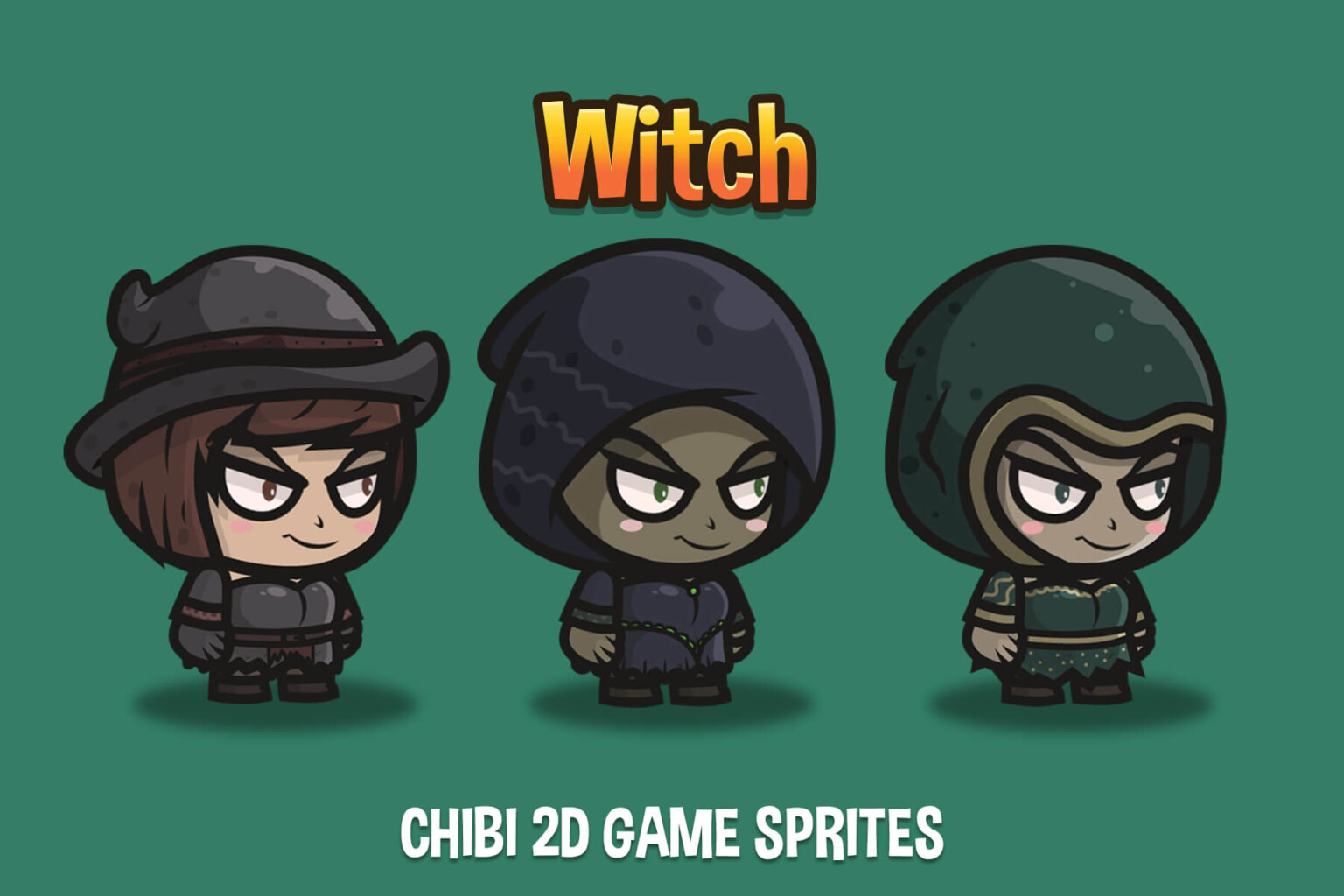 Witch Chibi Character Sprites Download - CraftPix.net