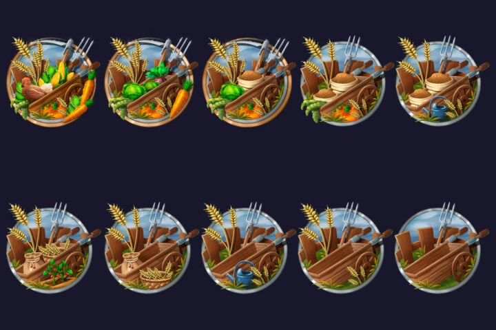 Fishing, Farming and Potion Maker Achievement RPG Icons