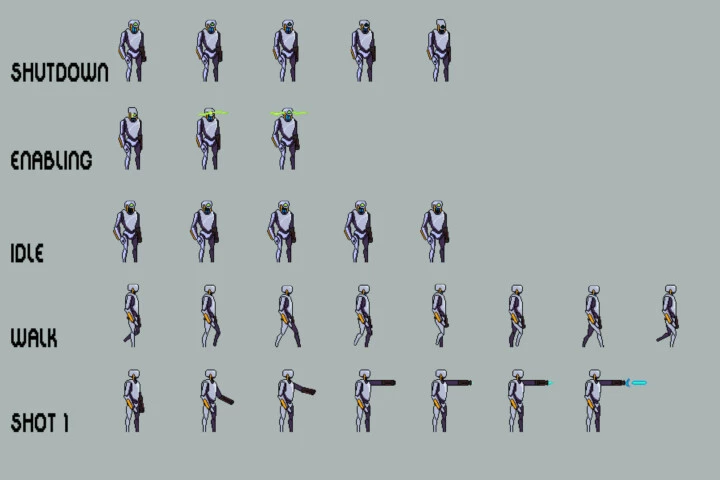 Free Robot Pixel Art Sprite Sheets