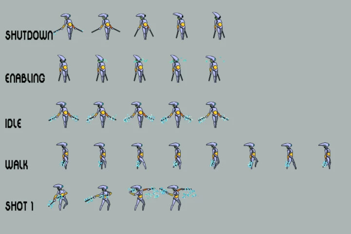 Free Robot Pixel Art Sprite Sheets