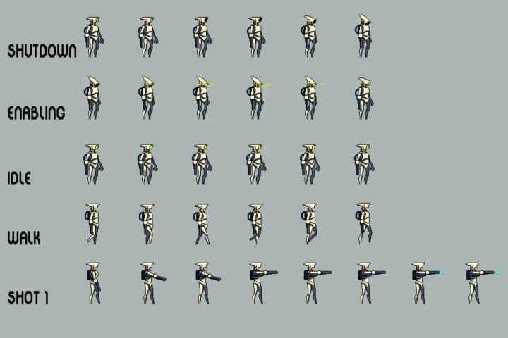 Free Robot Pixel Art Sprite Sheets