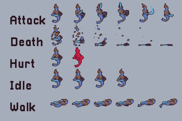 Free Underwater Enemies Pixel Art Character Pack