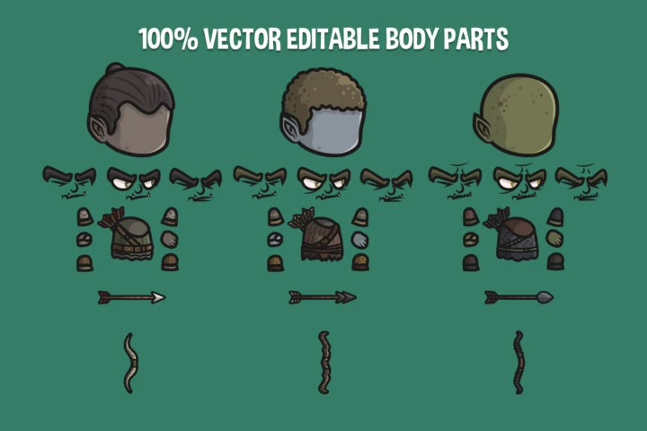 Orc Archer Chibi Character Sprites