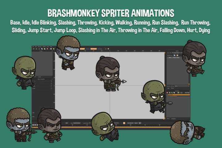 Orc Archer Chibi Character Sprites