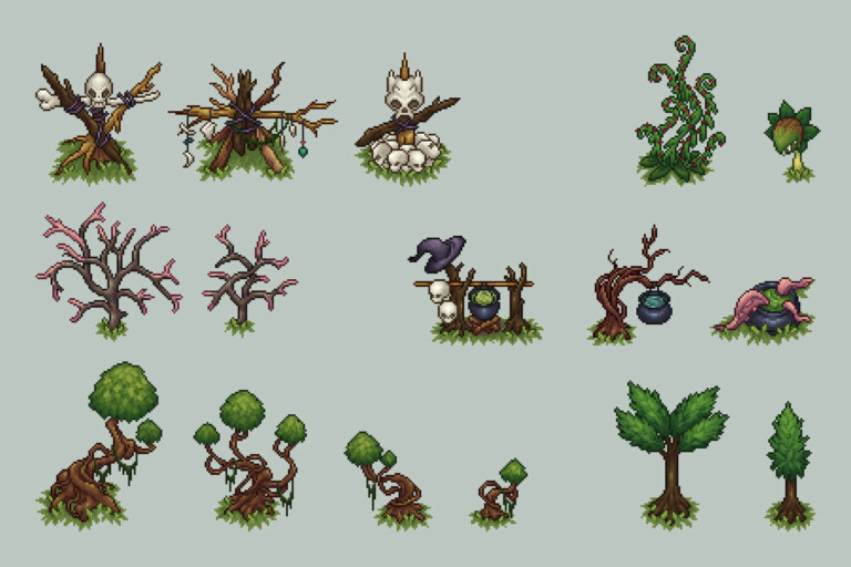 Swamp Objects Top Down Pixel Art Download - CraftPix.net