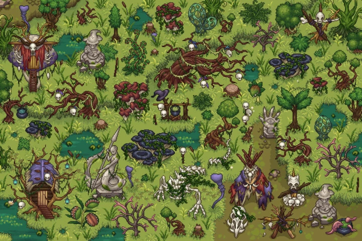 Swamp Objects Top Down Pixel Art