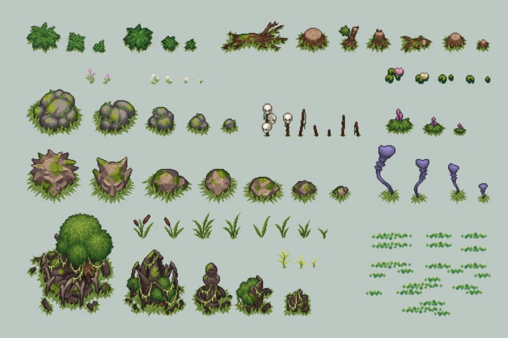 Swamp Top-Down Tileset Pixel Art