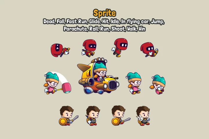 Animated Character Sprites Vector Pack