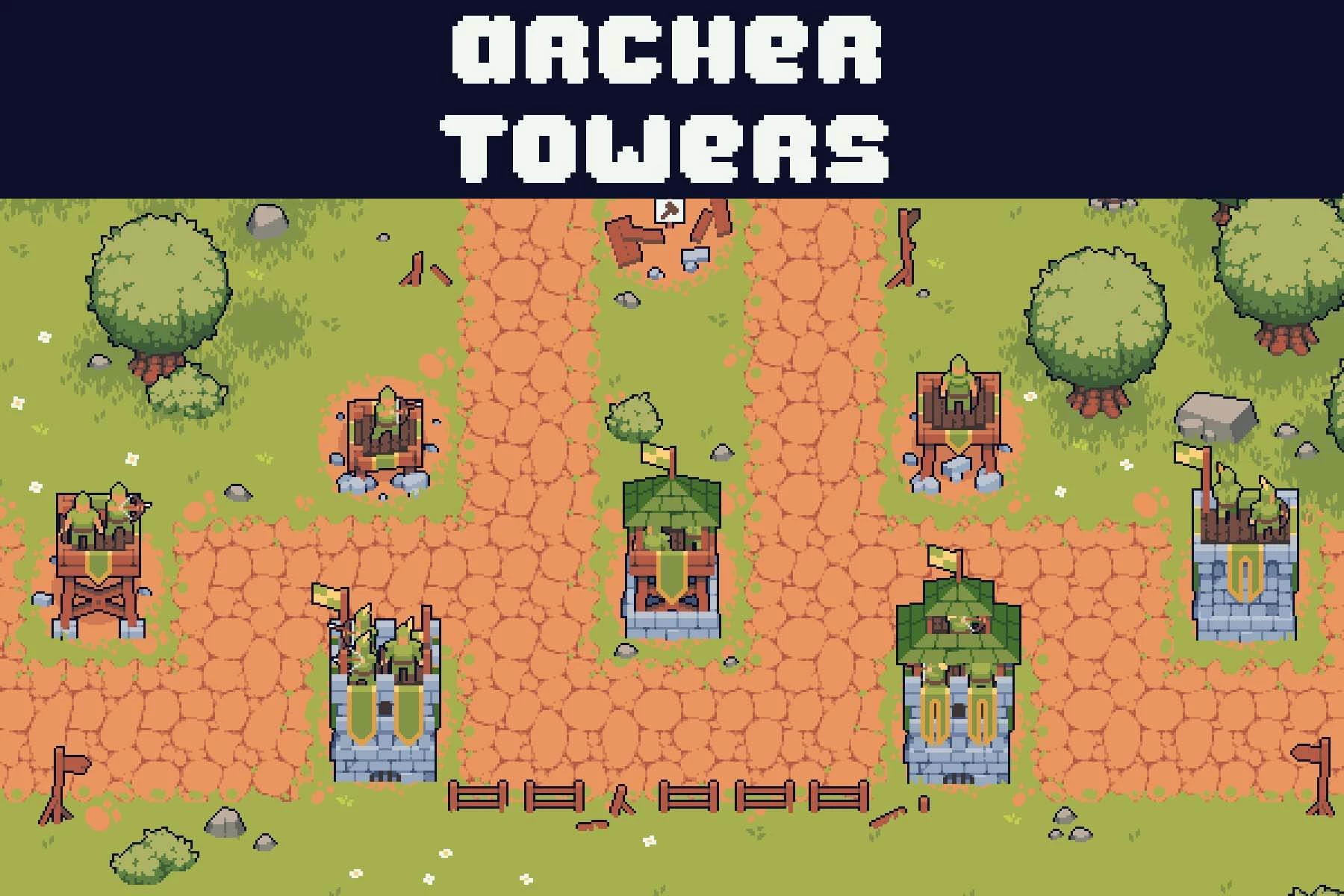Free Archer Towers Pixel Art for Tower Defense 