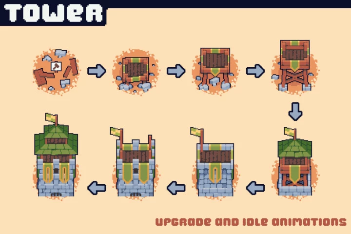 Free Archer Towers Pixel Art for Tower Defense
