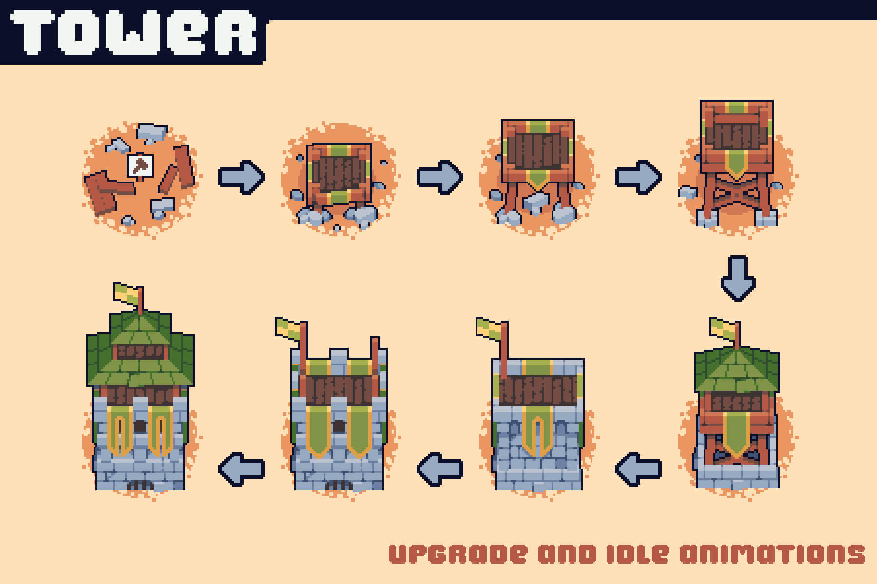 Free Archer Towers Pixel Art for Tower Defense 