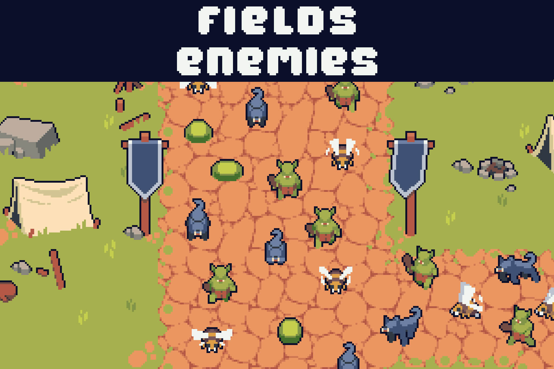 Free Fields Tileset Pixel Art for Tower Defense 