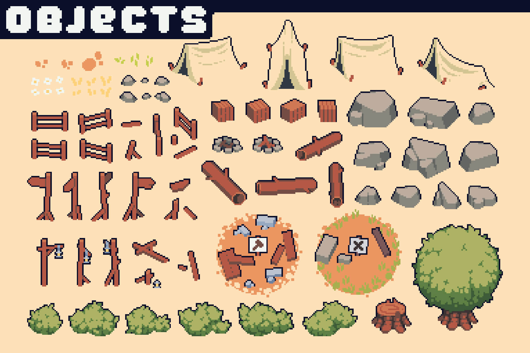 Free Fields Tileset Pixel Art for Tower Defense 