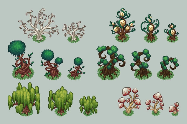 Free Forest Objects Top Down Pixel Art