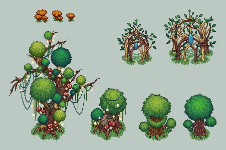 Free Forest Objects Top Down Pixel Art