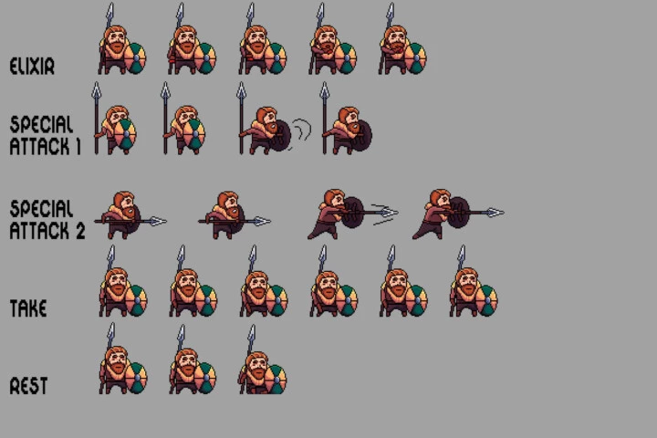 Warrior Sprite Sheets Pixel Art Pack 2